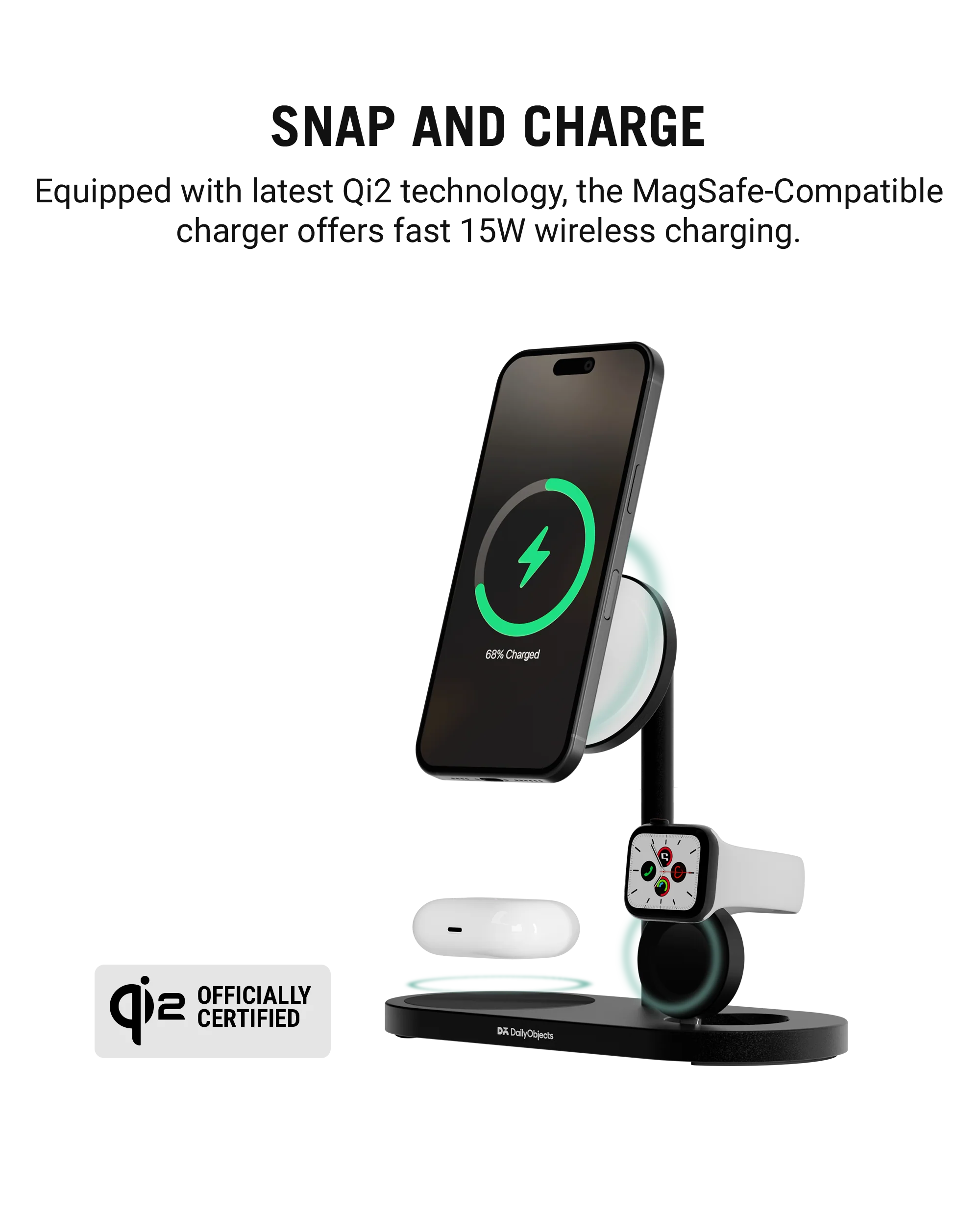 SURGE 3-In-1 Qi2-Certified Magsafe-Compatible Wireless Charger - Image 4