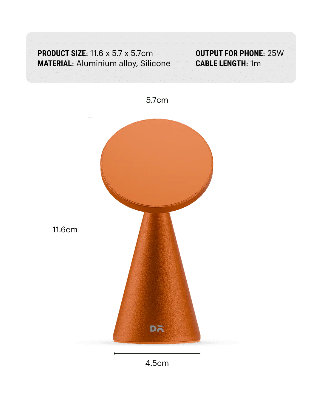 SURGE Conoid Qi2.2-Certified Magsafe-Compatible  Wireless Charger - Cosmic Orange - Image 10