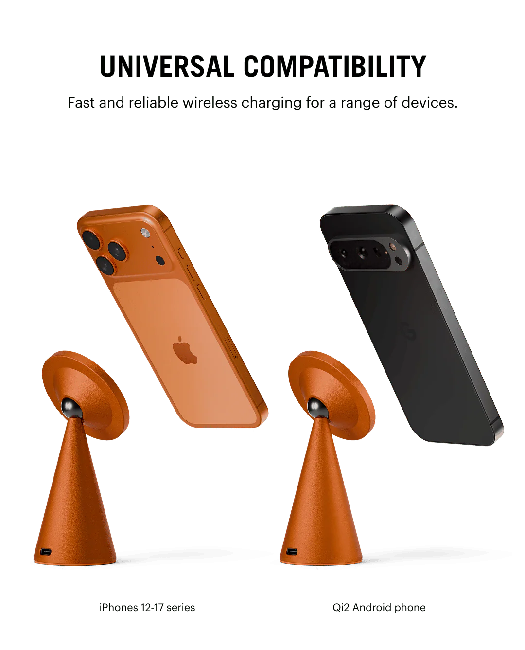 SURGE Conoid Qi2.2-Certified Magsafe-Compatible  Wireless Charger - Cosmic Orange - Image 5