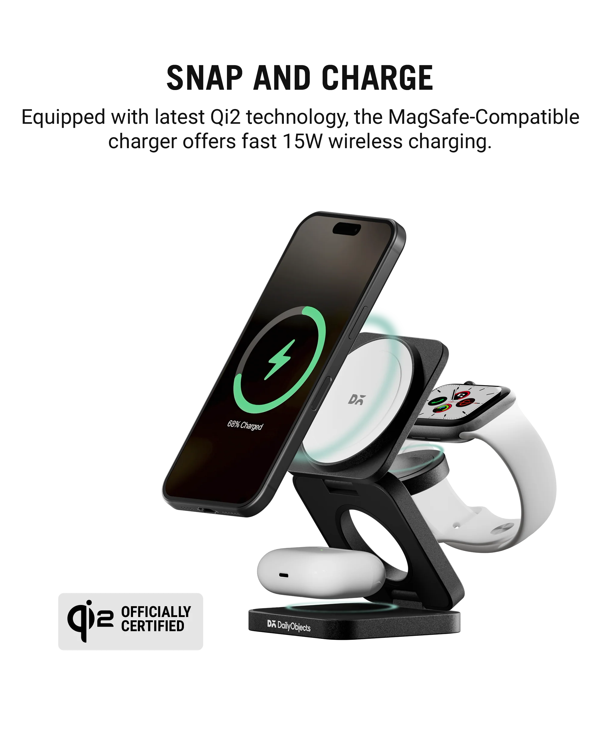 SURGE Foldaway 3-In-1 Qi2-Certified Magsafe-Compatible Wireless Charger - Image 4