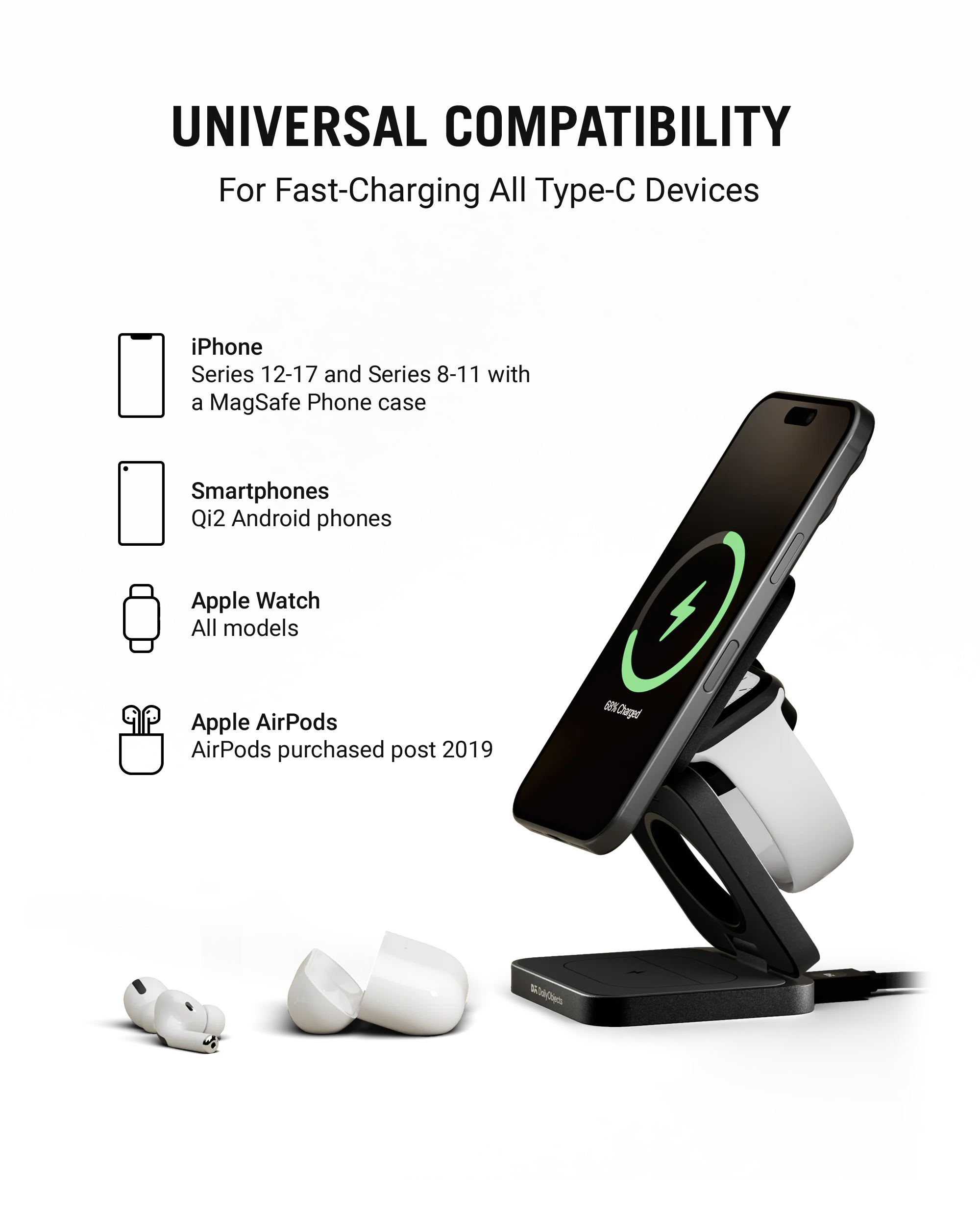 SURGE Foldaway 3-In-1 Qi2-Certified Magsafe-Compatible Wireless Charger - Image 6