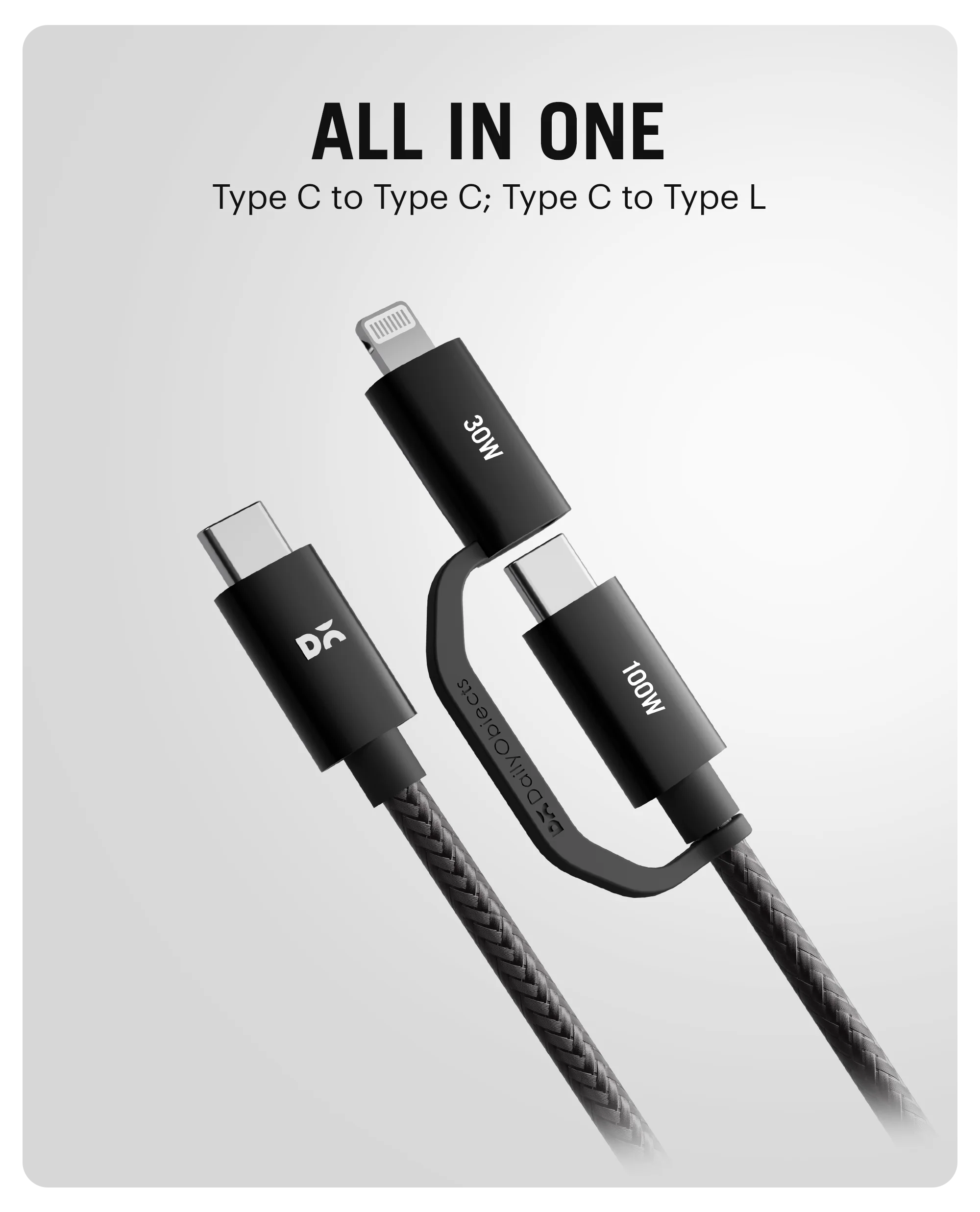 DailyObjects SURGE⢠Kevlar Core 2-in-1 100W Apple Certified - MFi Charging Cable - Image 4